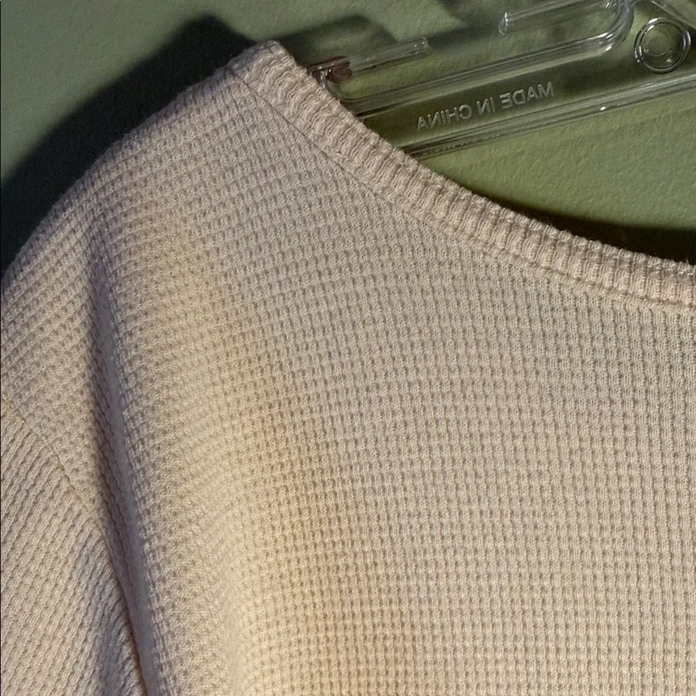 Lucky Brand Cream Lace-Panel Long Sleeve Waffle Top - Picture 11 of 12